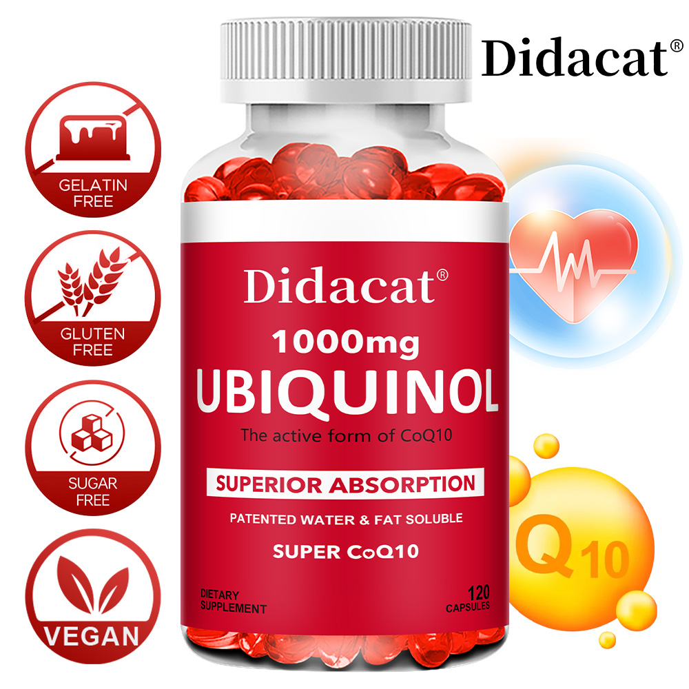 Coq10 Ubiquinol Softgel - ユビキノールCoQ10植物性ソフトジェル1000mg、天然抗酸化サプリメント、心臓血管、肌、エネルギーの健康維持サポート